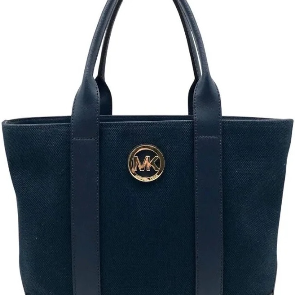 Michael Kors Fulton Dark Blue Tote with Gold Accents